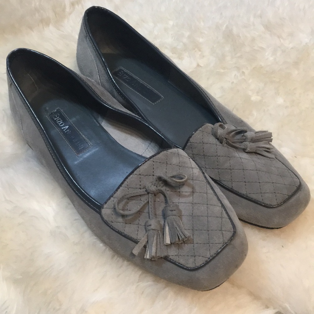 Enzo Angiolini Grey Suede Loafer Flats